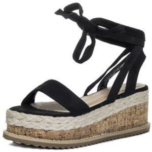 Black Wedge Espadrille Gladiator Sandals Shoes 5 6
